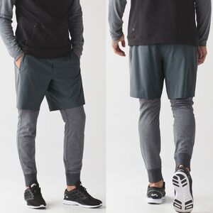 Lululemon Surge Tight 2-in-1 Thermal Running Shorts w/ Full Length Tights Gray